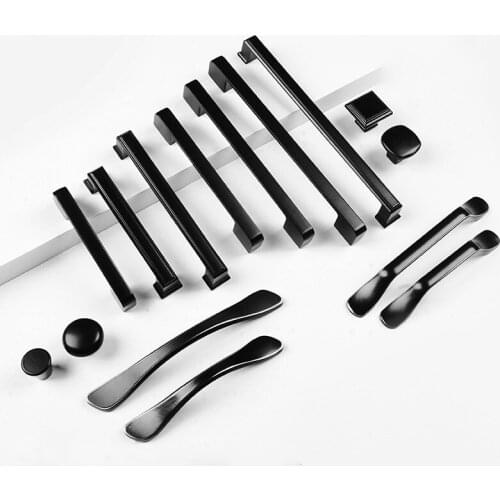 Black Aluminum Alloy Cabinet Door Handle Modern Room Decoration Furniture Handle Single Hole Wardrobe Drawer Knob