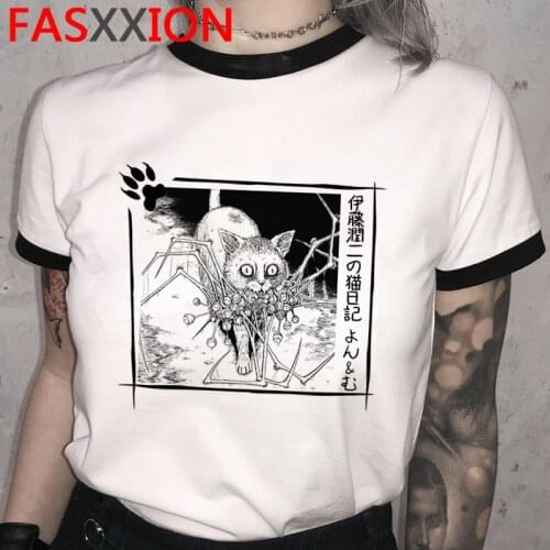 Junji Ito t-shirt clothes male ulzzang couple clothes 2021 grunge graphic tees tshirt harajuku couple clothes