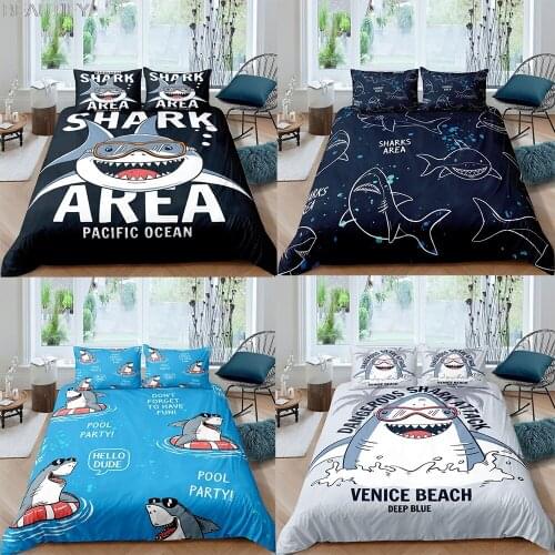 Bedding Set Lovely Cartoons Shark Duvet Cover Queen Size Duvet Cover Comforter Bed Cover Set Bedclothes Quilt Set Multiple size