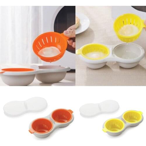 Microwave Egg Poacher Food Grade Cookware Double Cup Egg Boiler Kitchen Steamed Egg Home Kitchen Gadgets Tools Cooking Tools