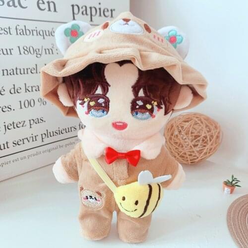 20cm Baby Doll Plush Dolls Clothes Lovely one-piece garment Stuffed Toy Dolls Accessories for Korea Kpop EXO Idol Dolls Gift