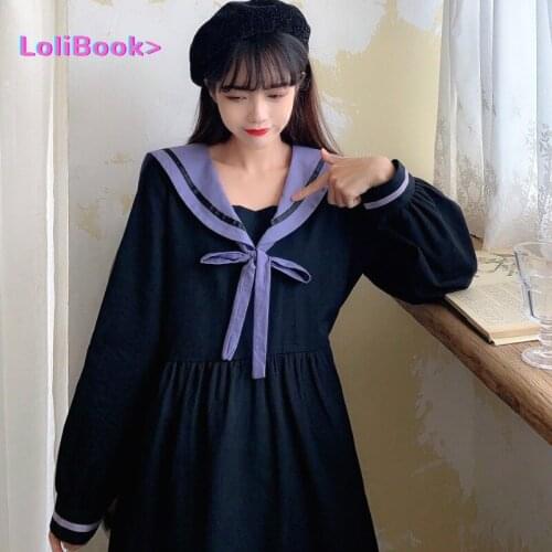 Lolibook Japanese Lolita Kawaii Dress Women Spring Elegant Patchwork Party Dress Female High Street Sweet Korean Dress Women