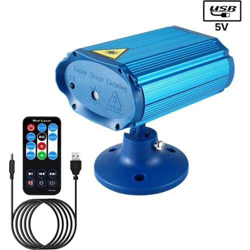 Mini USB Disco Light Red Green Laser DJ Stage Projector Lamp for Wedding Christmas Xmas KTV Home Party Lighting Decorations