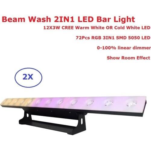 Newest 12X3W CREE LEDS Warm White Or Cold White Optional LED Wall Wash Lights Indoor DMX Wash Bar With 72Pcs SMD 5050 LED