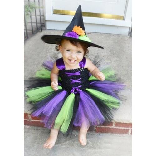 2017 New Carnival Halloween Witch Cosplay Costume Childrens Day Costumes Princess Party Tutu Dresses Kids Girls Fancy Outfits