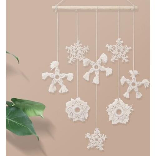 Handmade Woven Macrame Wall Hanging Dreamcatcher Cotton Thread Snowflake Christmas Decor Art Home Ornaments