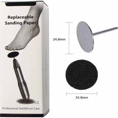Replaceable Sandpaper Discs Pads Pedicure 100pcs Sand paper 1 Disc shaft For Hard Remove Foot File Dead Skin Pedicure Tool