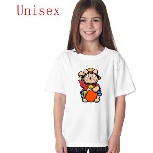 One piece Luffy lucky cat girls tops kids clothes teen girls clothing children clothes boys colorful fashionable hot sale
