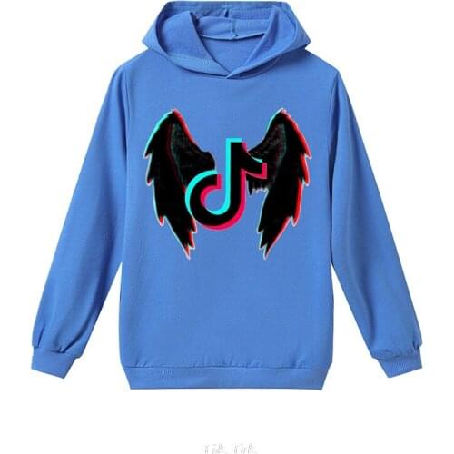 Girls Hoodies Tik Tok Cartoon Pattern Full Sweater Long-sleeved Hooded Sweater Children Sports Clothing Cotton Kids Clothing