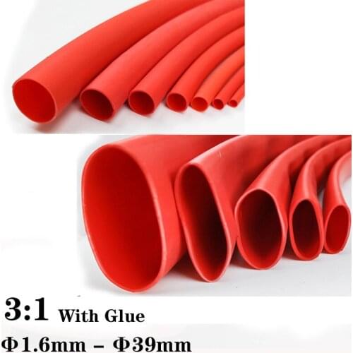 10 Meter Thickened 3:1 600V Heat Shrink Tube Red Wire Cable Insulation Tubing USB Protector Wrap Diamater 2.4mm - 50mm