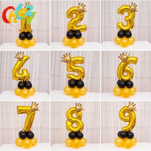 10PCS Gold Number Balloons 1st Birthday Party Decoration Kids Boy Girl Party Ballon Number Happy Birthday Balloon baby shower