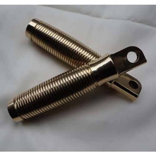 HIGH QUALITY SOLID BRASS "BEEHIVE" FOOT PEGS 1-PAIR - HD BOBBER CHOPPER MOTORCYCLE FOOTPEGS