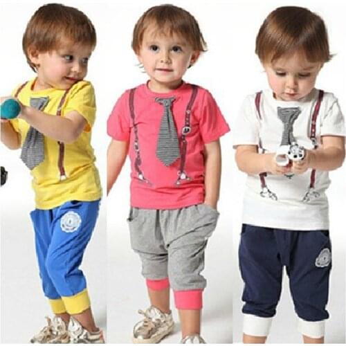 High quality 100% cotton free shipping 2017 spring-summer new arrived casual sport tie children baby boy girl clothing sets