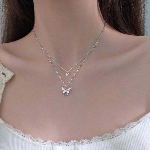 Fashion Choker Necklace Lovely Golden Silver Plated Butterfly Necklace Short Women Summer Romantic Gift Jewelry Wholesale