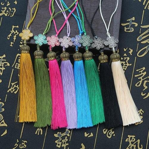 1-2pcs Metal Caps Fringe Trim Bookmark Silk Tassels DIY Curtain Clothes Bag Craft Supplies Classical Style Tassel Pendant 18mm