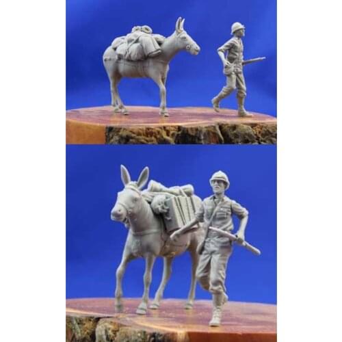 1/35 Resin Model Figure GK,People and donkey , Unassembled and unpainted kit