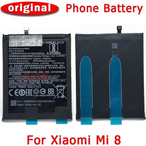 100% Original For Xiaomi Mi 8 Battery BM3E 3300mAh Li-lon Cellphone Built-in Batteria Replacement Parts For Mi8 Batteries