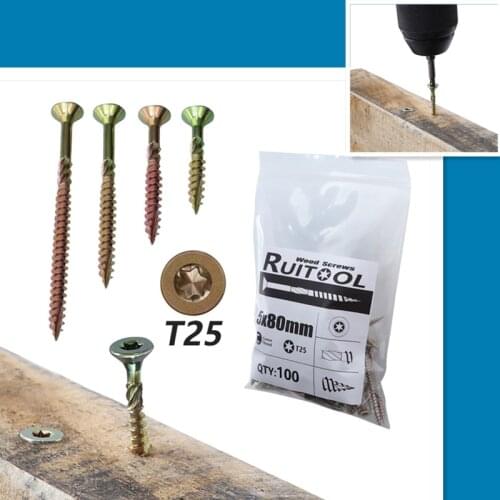 100 Pcs Anti-rust High Hardness Flat Head Self Tapping Screw With High Practicality 35/45/60/80mm Woodworking Screw Accessories
