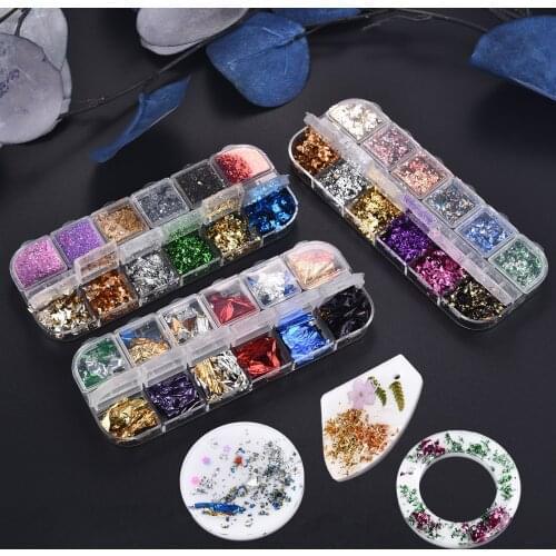 12 Color Gold Foil Paper Leaf Glitter Fragment DIY Crystal Epoxy Resin Filling Nail Art Decoration Handmade Craft Party Supplies