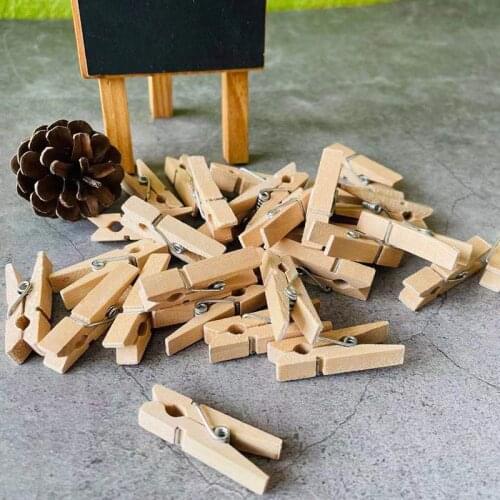 24pcs 7x35mm Unfinished Small Natural Wood Clip Photo Clips Wooden Pegs Bag Holder Towel Holder Clothes Pins for Decoration