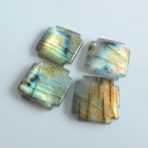 Natural Gemstone 4Pcs Hight quality Labradorite Cross Cabochons Semi-precious stones accessories18x18x4mm,11.5g