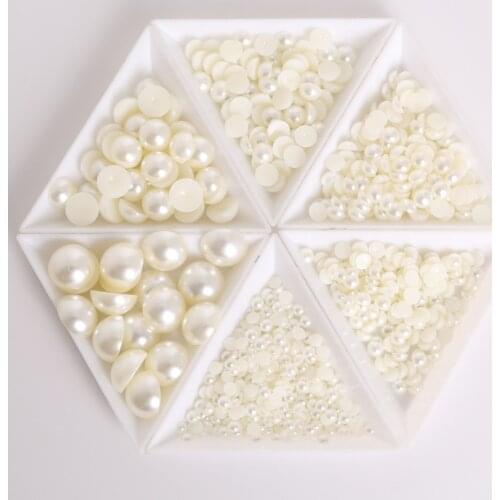 50-1000Pcs/lot 2/3/4/5/6/7/8/10/12/14mm Plastic ABS Imitation Pearl Beads Half Round Flatback Beads For Jewelry Making