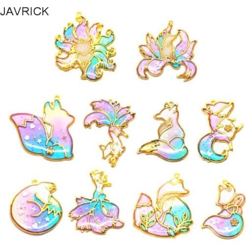 8Pcs Gold Fox Animal Pendant Open Bezel Setting UV Resin Frame Jewelry Making