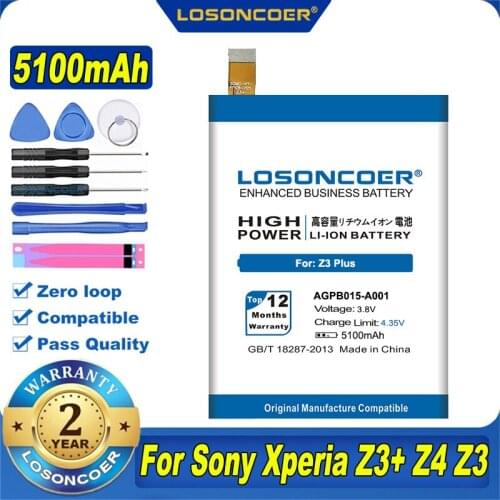 LOSONCOER 4900mAh AGPB015-A001 Battery For Sony Xperia Z3+ Dual Z4 Z3 Neo SO-03G C5 Ultra Z3 Plus E5506 E5563 E5553 E5533 E6553