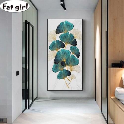 Full round square 5D DIY Diamond Painting Three-dimensional drawing of ginkgo leaves embroidery Cross Stitch Rhinestone Mosaic