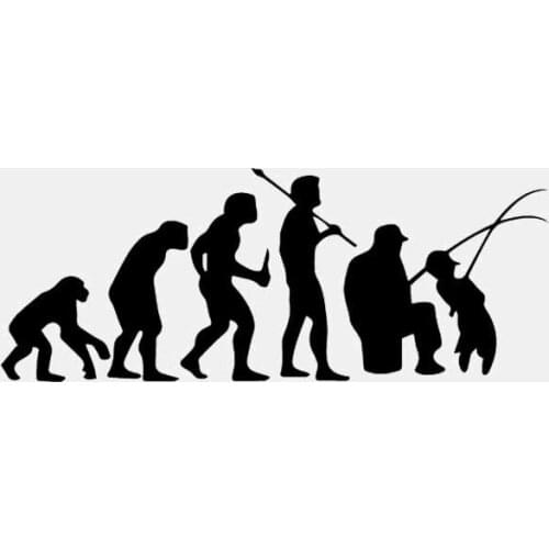 Car Sticker Evolution Fishing PVC Decal Father and Son Rod Re Cast Fish Car Sticker Cover Scratch Black/white, 16cm*6cm