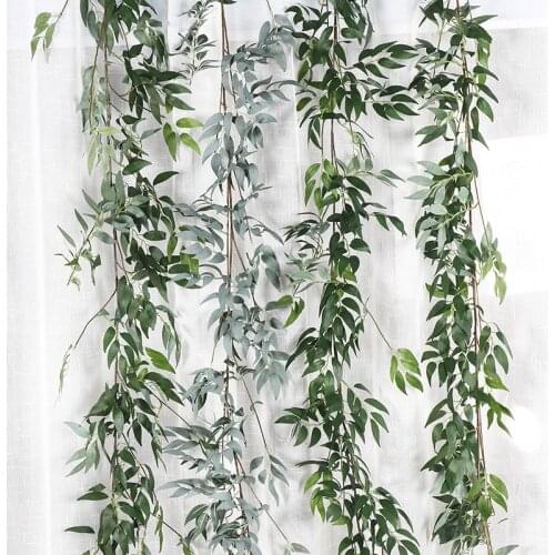 Baffy High Quality 1.65M Simulation Willow Twig Leaves vine DIY Home Garden Party Decoration Artificial Flower Photography Props