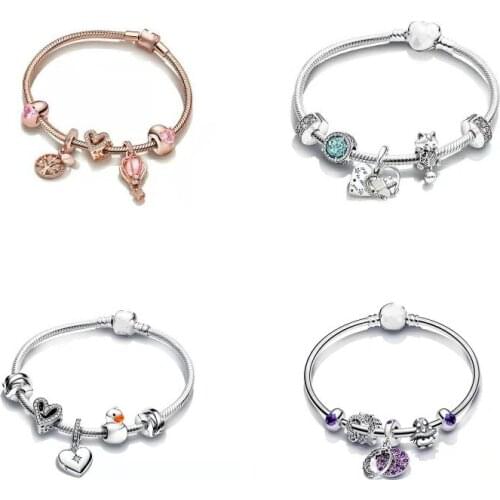 New 100% S925 Sterling Silver Love kiss confession Pan bracelet elegant fashion high quality valentines day gift