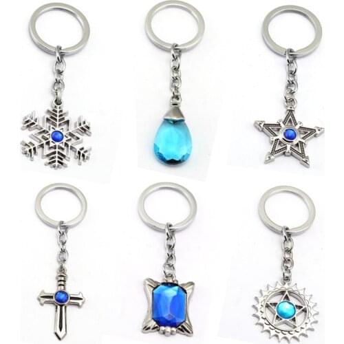 Catoon Fairy tail/SAO/Black Butler alloy Keychain inlay Resin crystal Pendant Key Chain Chaveiro Key Ring Cosplay