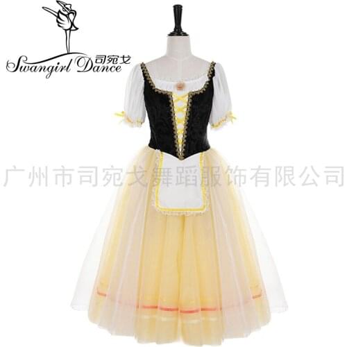 Black Yellow Giselle Romantic Professional Ballet Tutu Dress Girls Maid Ballerina Classical Tutu Dress BT3030A