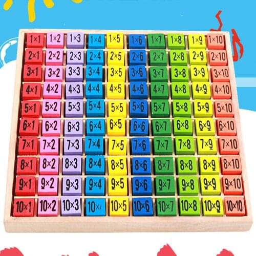 Baby wooden Toys 99 Multiplication Table Math Toy 10*10 Figure Blocks Baby learn Educational montessori gifts