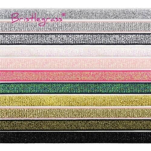 BRISTLEGRASS Wholesale 50 Yard 3/8" 10mm Metallic Glitter Elastic Spandex Band Headband Shoulder Bra Strap Lingerie Dress Sewing