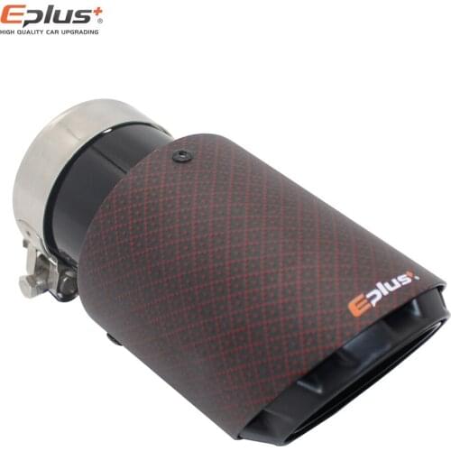 EPLUS latest 3 layer Plum pattern Matte carbon fiber Car Mufflers Tip Universal stainless black Exhaust pipe Muffler nozzle AK