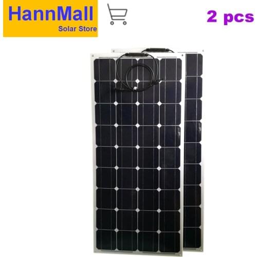 HannMall 2PCSX100w 200W Flexible Solar Panel Zonnepanelen Solar Battery Charger Boat Car Marine Yacht Caravan Camping Waterproof