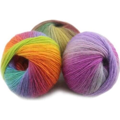 1pc Cashmere Yarn Knitted Chunky Hand-Woven Woolen Rainbow Colorful Knitting Scores 100% Wool Yarn Needles Crochet Weahet Thread