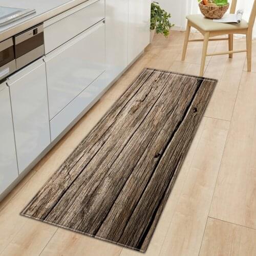 Square Strip Kitchen Pad Door Mat Absorbent Carpet Simulation Wood Pattern Customization rugs and carpets for home living room