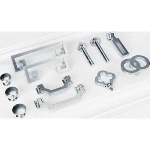 LCH Zinc Alloy Chrome Silver Color Handle Cabinet Pull Knob Door Pull Artistical Chinese Style Furniture Hardware