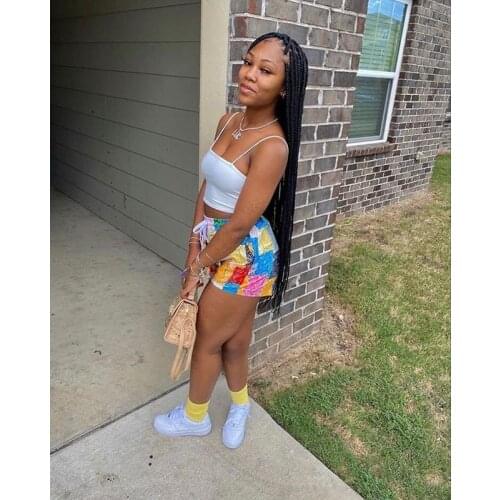 2021 Summer New Womens Shorts Middle Waist Printed Loose Casual Outdoor Vacation Shorts Plus Size