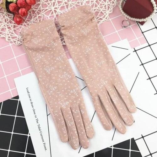 Summer Driving Sun Protection Gloves Women Girls Mid-long Thin Cotton Sun UV Resistant Touch Screen Gloves Lady Breathable Glove