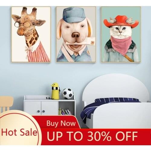 Nordic Small Fresh Decorative Canvas Painting Modern poster Animal Star Avatar Personality Cute Pet Wall Home Decor