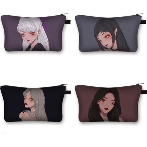 Cartoon Cute Girl Cosmetic Bag Ladies Fashion Beautiful Girls Makeup Bags Canvas Girls Cosmetic Bag Organizer