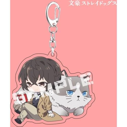 Cartoon Bungo Stray Dogs Keychain Anime Acrylic Nakajima Atsushi Dazai Osamu Pendant Key Ring Man Women Bag Car Trinket Jewelry