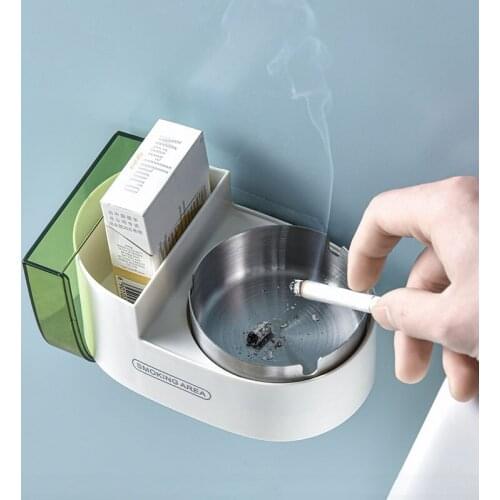 Wall-Mounted Ashtray Household Toilet Bathroom Storage Box Creative Stainless Steel Ashtray Wall Shelf Organizers Storage Rack