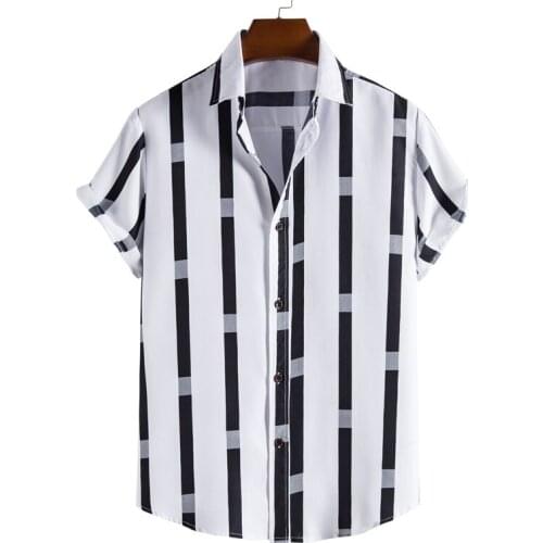 2021 summer new striped series mens fashion casual short-sleeved shirt European and American code XS-XL