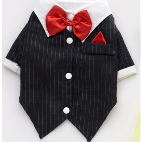 Cat Puppy Clothes Dog Wedding Dress Tuxedo Suit Coat With Bowtie Yokshire Poodle Bichon Schnauzer Dog Clothes Pet Apparel Outfit