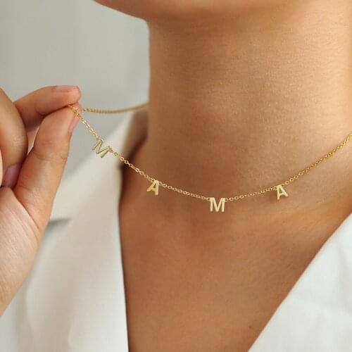 Personalized Jewelry 26 Initial Letter Necklace for Women Stainless Steel Name Choker Necklaces Gift